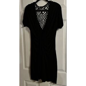 Free People Women’s Plunging Neckline Lattice Knotted Back Short Sleeve Dress S